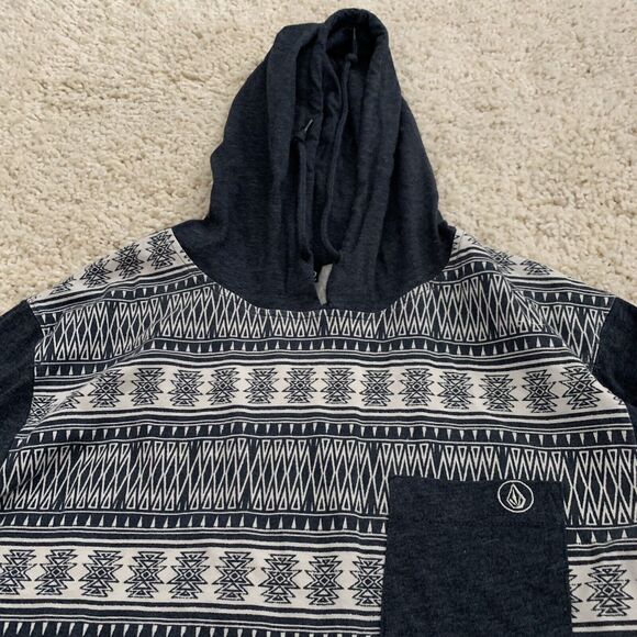 VOLCOM T-Shirt Mens Sz Small True To This Hooded Tee Long Sleeve Blue - Picture 3 of 6